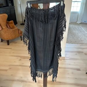 Vintage Square Woven Scarf with Fringe